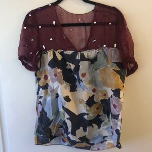 Jewel and floral blouse